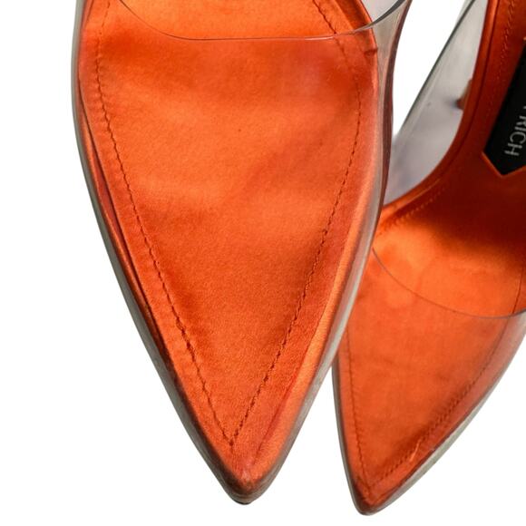 JESSICA RICH Transparent So Fancy Sandal Orange Clean Pointed Heel Women's 38 8 - Picture 4 of 15